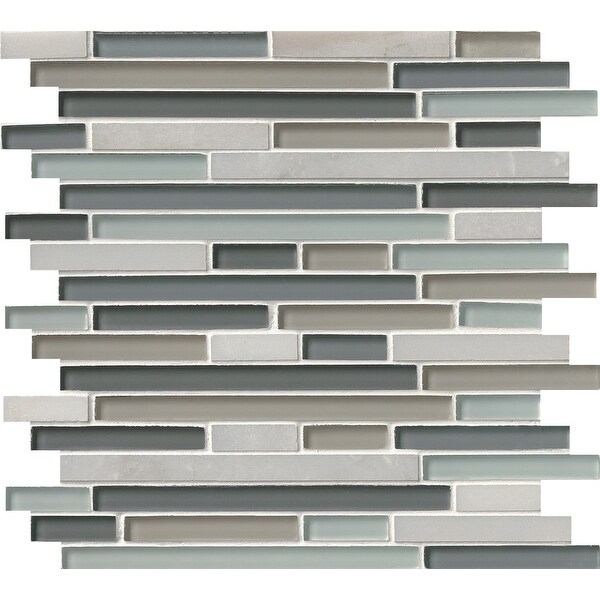 MSI THDW1-SH-8MM 12" x 12" Linear Mosaic Sheet - Varied Glass and Stone Visual - Sold by Carton (10 SF/Carton) - Keystone Blend