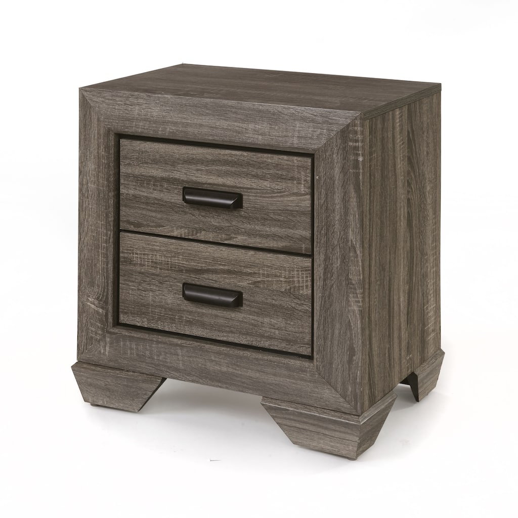 Weathered Gray Grain Nightstand with Shaker-Style Legs