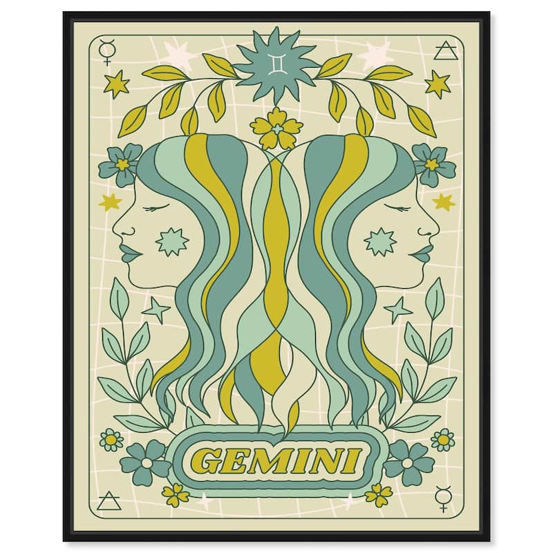 Gemini Stars Card Canvas by Art Remedy - 16" x 20" - Black