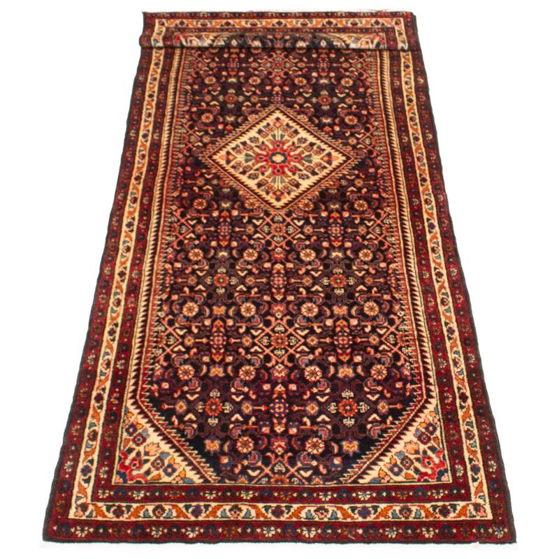ECARPETGALLERY Hand-knotted Andelz Navy Wool Rug - 3'7 x 10'3