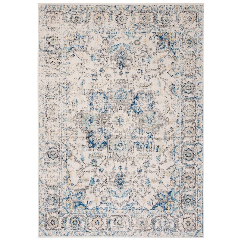 SAFAVIEH Madison Snowflake Medallion Rustic Farmhouse Distressed Rug - 5'3" x 7'6" - Grey/Ivory - Rectangle