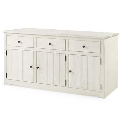 Wood Buffet Sideboard White Distressed | Furniture Dash - N/A