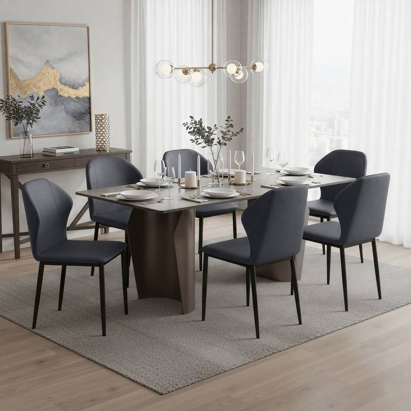 Mosaic Modern Upholstered Fabric Dining Chair with Metal Legs by LeisureMod