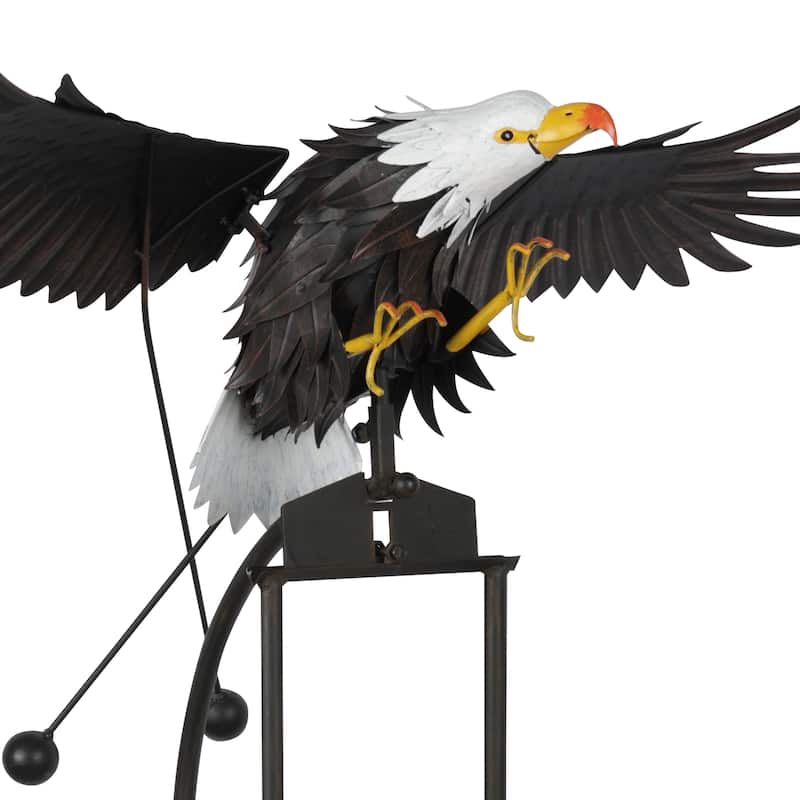 Alpine Corporation NCY406 Metal Rocking Eagle Stake, Patriotic Decor for Garden, Patio, & Lawn, 56"H, Multicolor