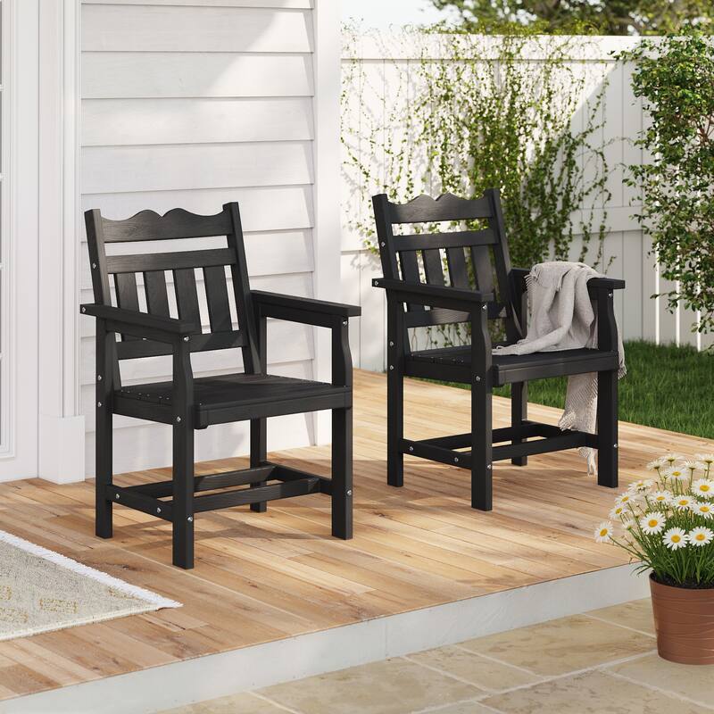 HIPS All-weather Outdoor Dining Chairs with 304 Hardware (Set of 2) - Black