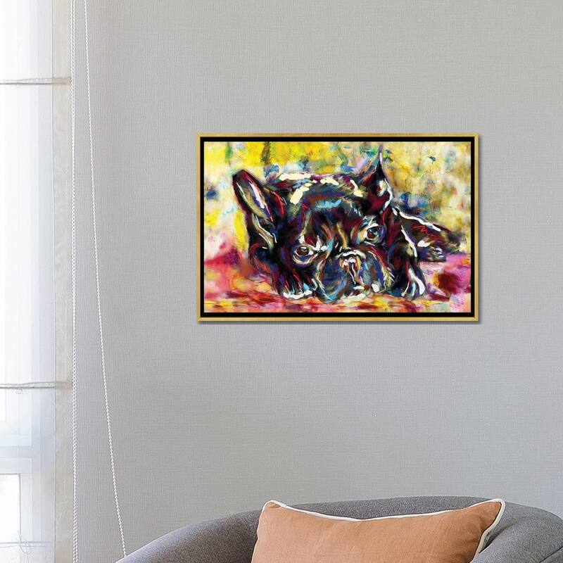 iCanvas "French Bulldog - Frenchie Love" by Rockchromatic Framed