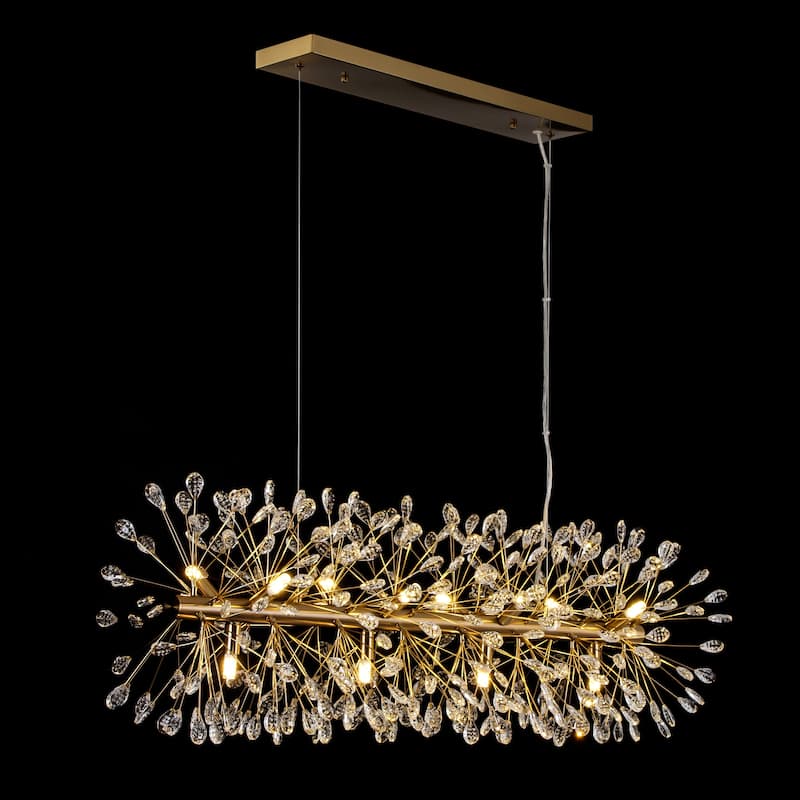 9/12-Light Modern Glam Linear Sputnik Starburst Beaded Crystal Chandelier Firework Kitchen Island Pendant