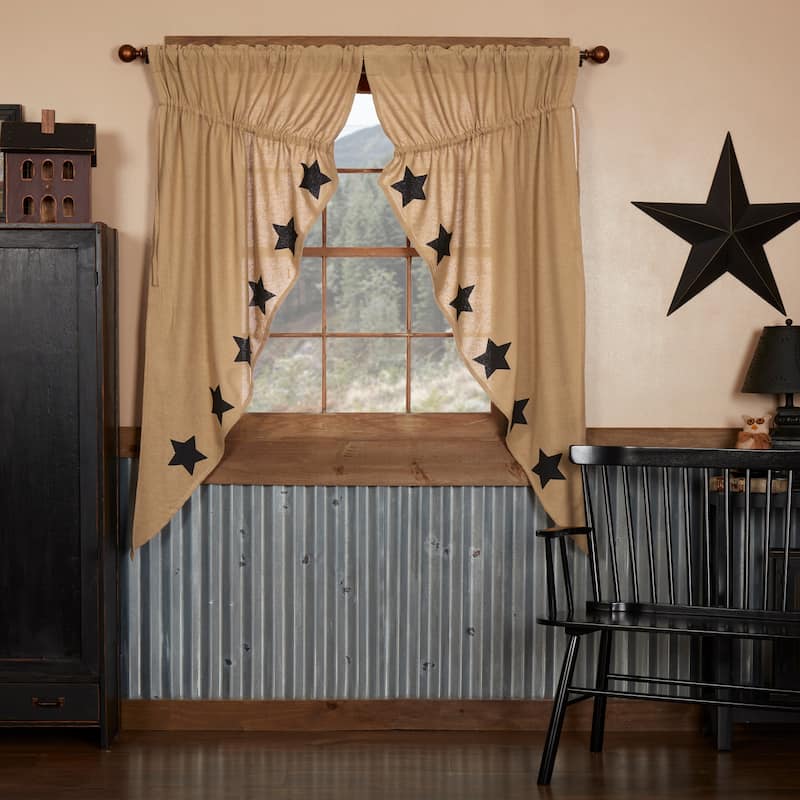 Muslin Ruffled Prairie Swag Set - Prairie Swag 36x36x18 - Prairie Swag 36x36x18 - Natural Creme