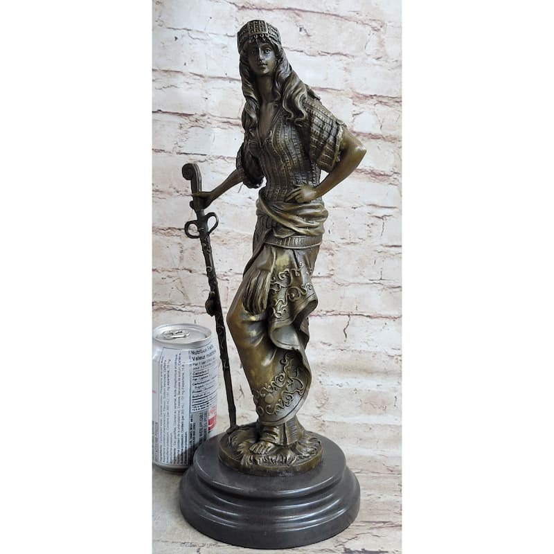 Ancient Warrior Princess W/ Sword Bronze Statue Sculpture Figure 15 Inches X 8 Inches