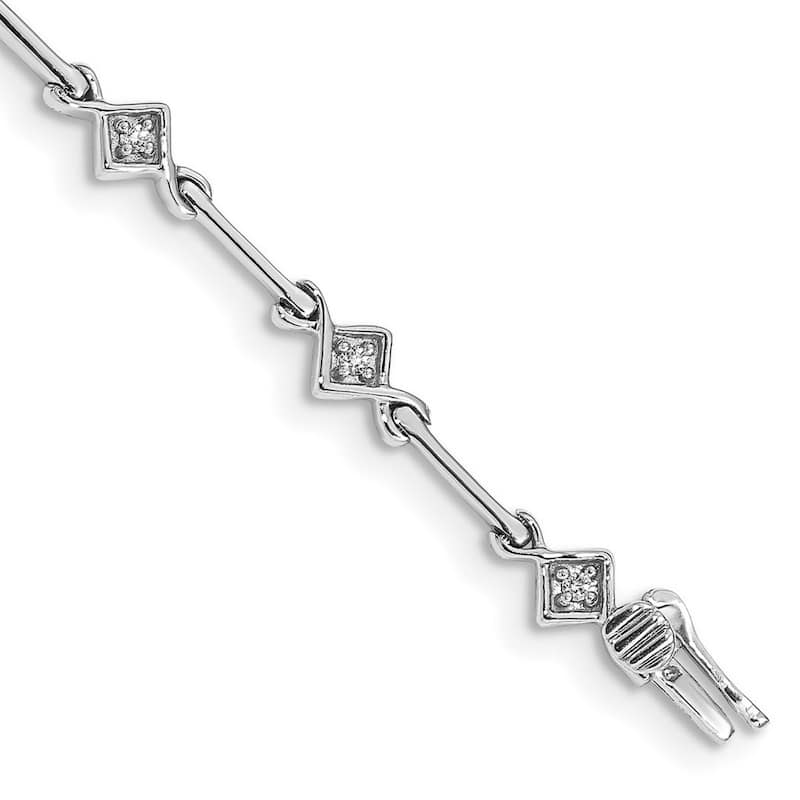 Curata 14k White Gold Diamond 7.5inch Link Bracelet