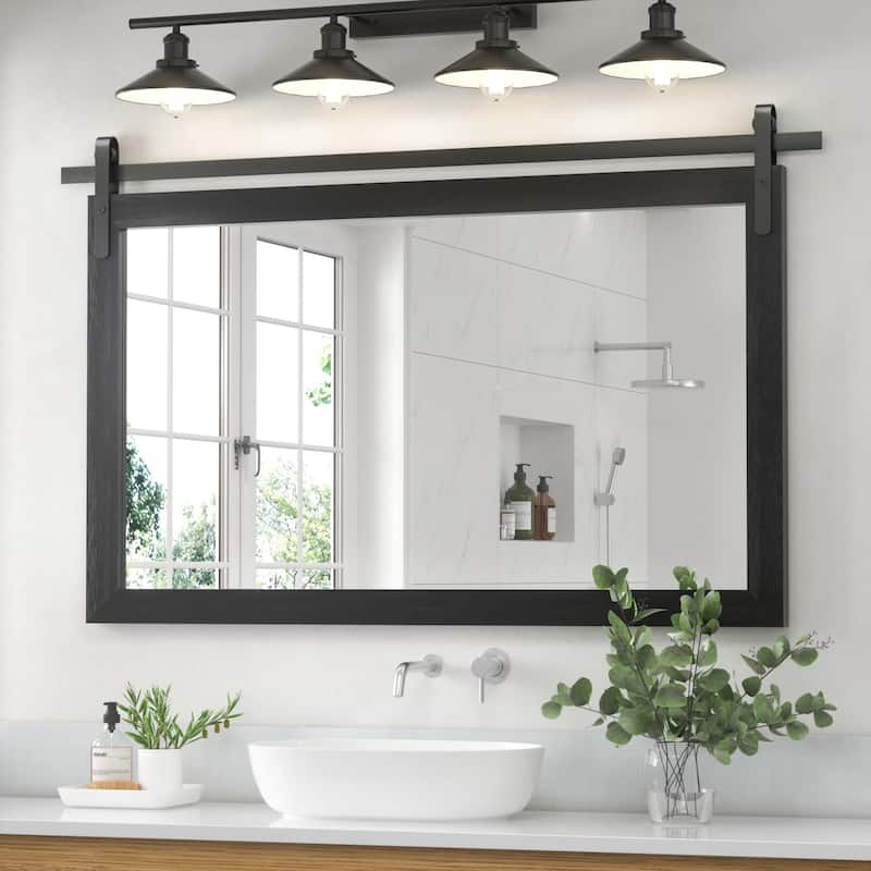 Rural Style Wall Mirrors Farmhouse Bathroom Mirrors Barn Mirror Vanity Mirror with Wood Framed(1 Piece)