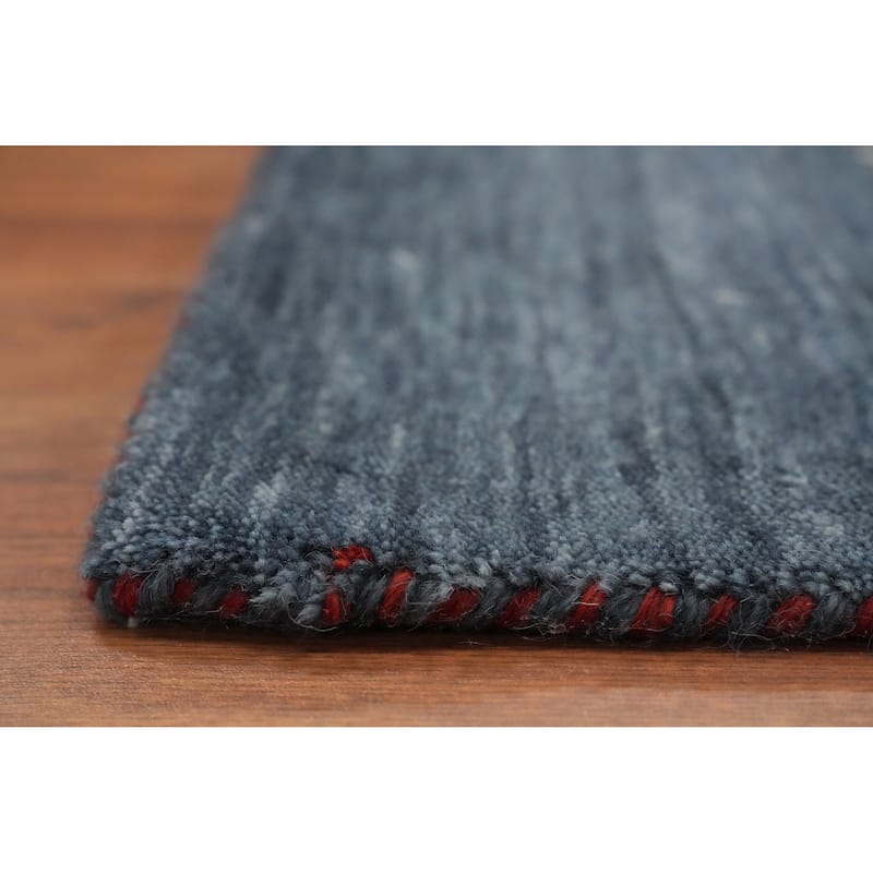 Hand Knotted Oriental 100% Wool Carpet Tribal Animal Pictorial Navy Blue & Blues Gabbeh Area Rug - 9' 11'' X 8' 0''