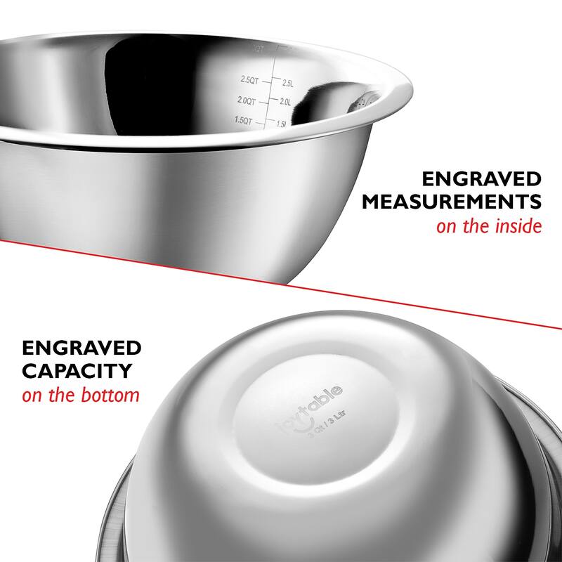 Joytable 14 Piece Premium Nesting Stainless Steel Mixing Bowls with Measuring Cups and Spoons Set