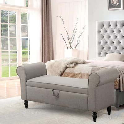 Andeworld Storage Bench Ottoman with Upholstered Arms,bench in front of bed