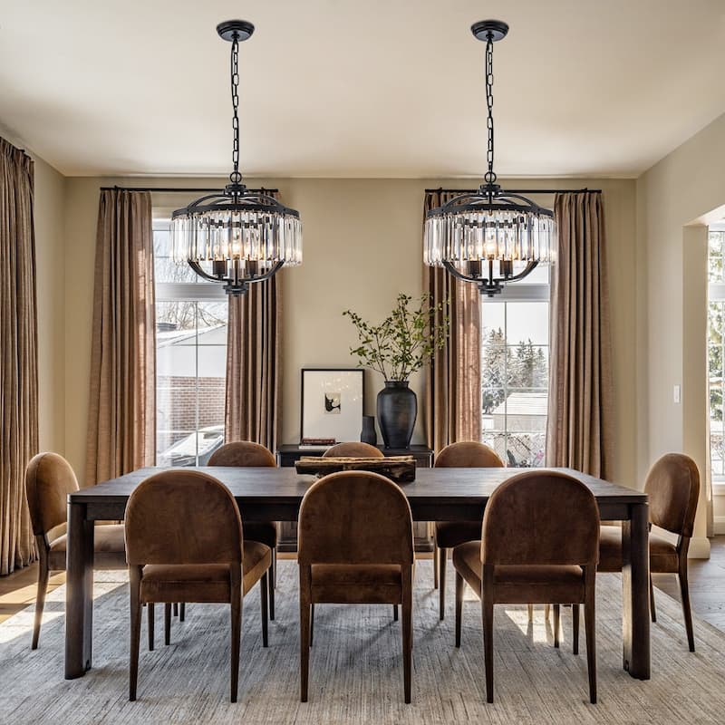 Vintage Luxury 4-Light Sparkle Crystal Round Cage Chandelier