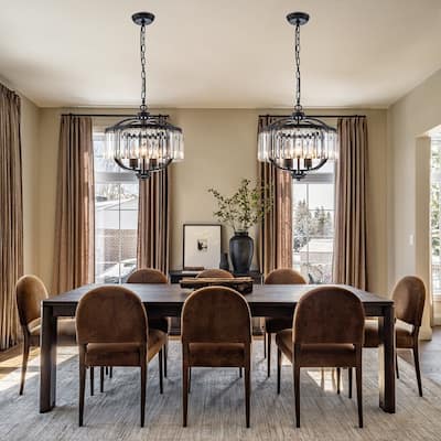 Vintage Luxury 4-Light Sparkle Crystal Round Cage Chandelier