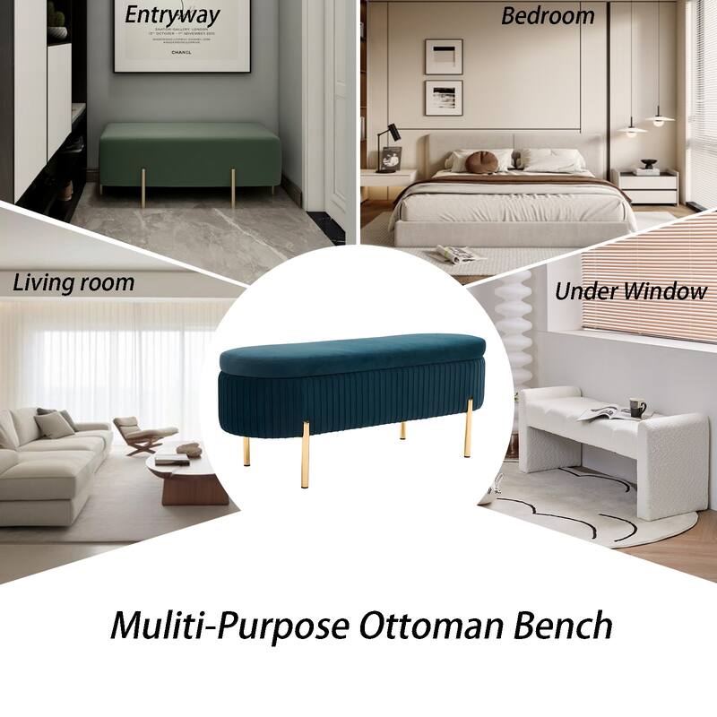 Velvet Storage Bench for Bedroom