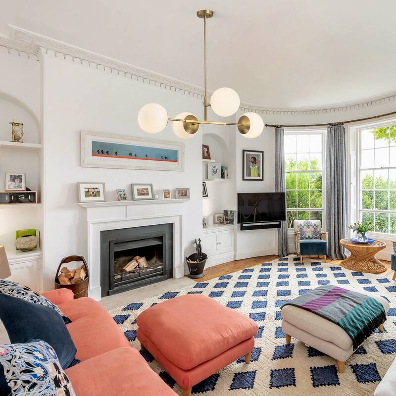 4 - Light Dimmable Gold Sputnik Modern Linear Globe Chandelier Kitchen Island Pendant Light - W41.73"