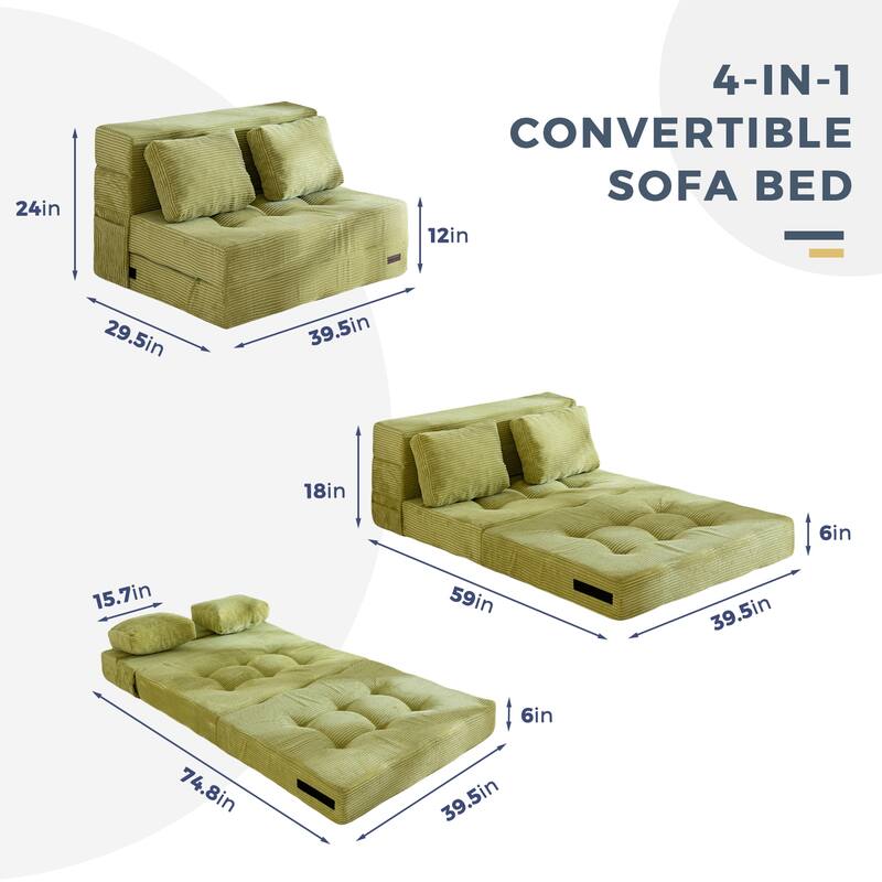 Corduroy Convertible Sofa Bed,Floor Sleeper Sofa