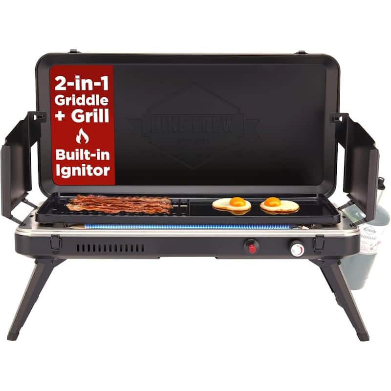 Hike Crew Gas Camping Grill & Griddle - 13,000 BTU Portable Propane Grill with Integrated Igniter & More! - N/A