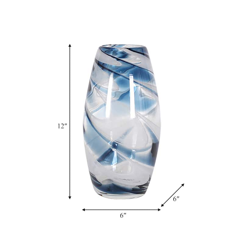 Sagebrook Home Coastal Blue Glass Swirl Vase