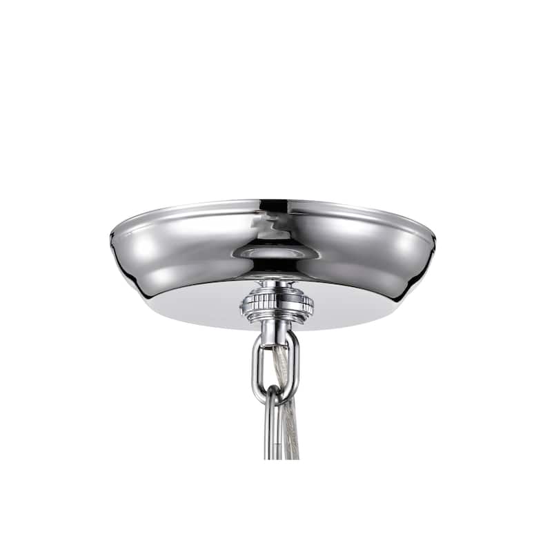 Marya 3-Light Chrome Round Beaded Drum Chandelier with Hanging Crystals, 12 in. Dia