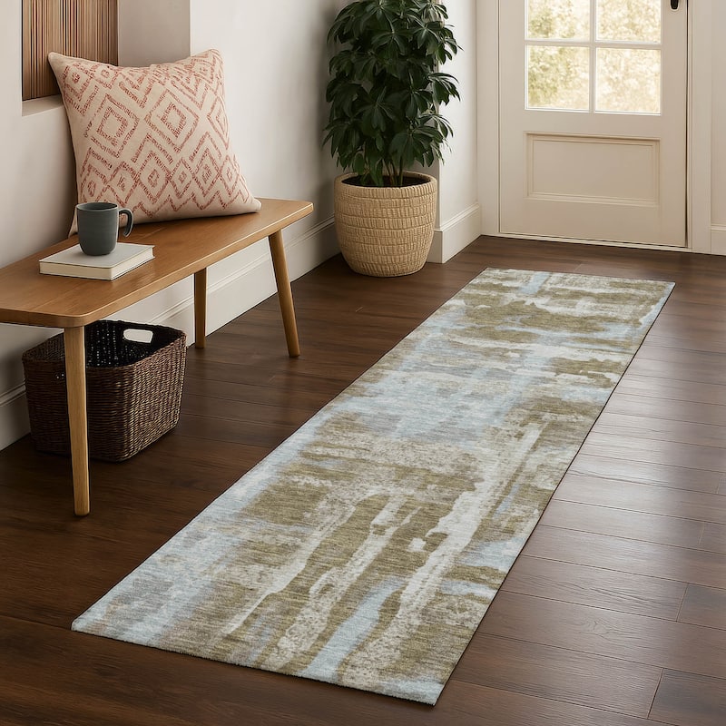 Premium Washable Super Soft Modern Glam Mayfield Rug - Brown - 2'3" x 7'6"