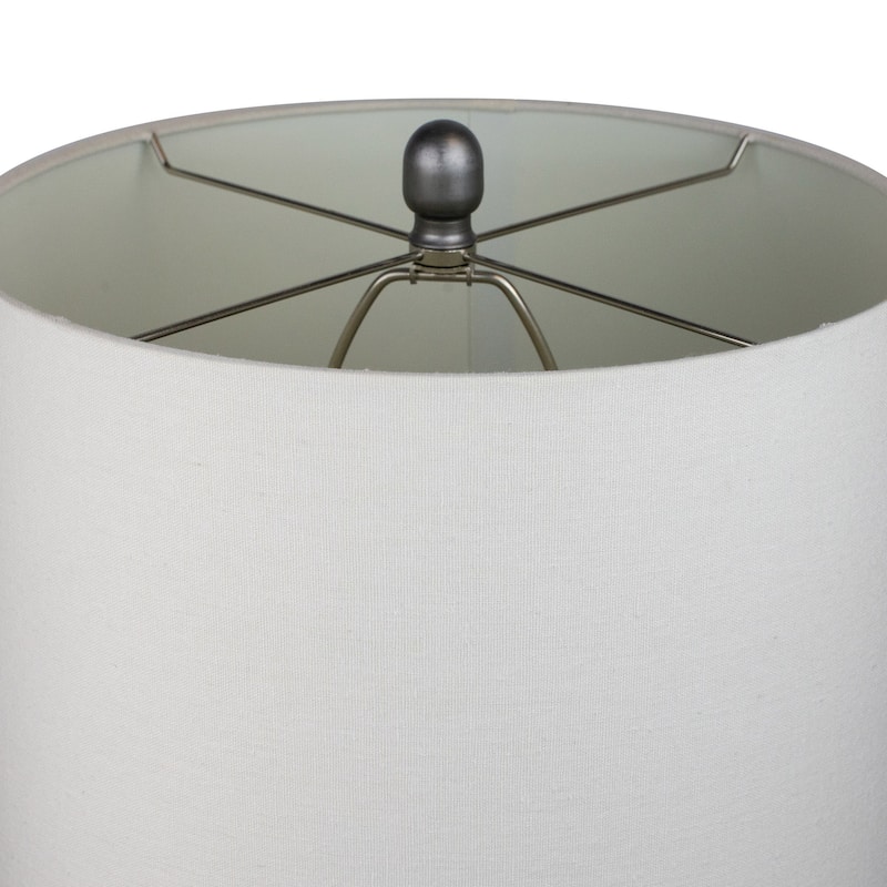 29.5" Brushed Nickel Table Lamp Set w/ Grey Linen Drum Shades