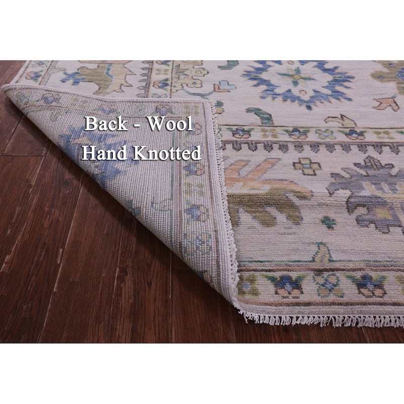 Golden Nile Ivory Oushak Handmade Wool Rug - 10' 1" X 14' 0"