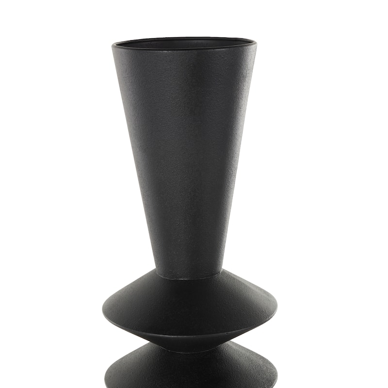 Metal Art Deco Fluted Decorative Vase - Black - Roche River Decor - 8"W x 8"L x 26"H