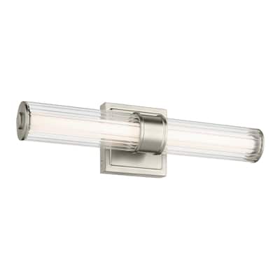 Kichler Lighting Laurene 18.5" Linear Bath Bar Small LED with Clear Fluted Glass in Brushed Nickel