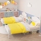 preview thumbnail 7 of 7, Yoneston Twin Bed Frame Kids Metal Platform with Wood Headboard for Teen, White