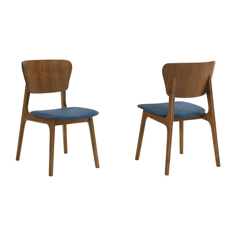 Kalia Mid-Century Modern Upholstered Wood Dining Chairs - Set of 2