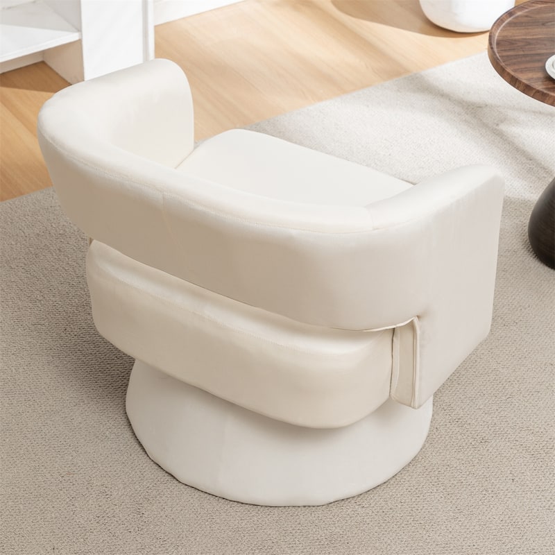 360 Degree Swivel Barrel Velvet Accent Armchair