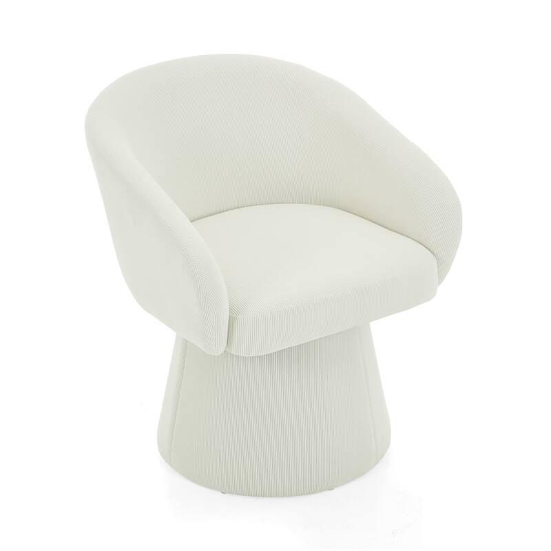 Modern Swivel Accent Chair, Narrow Corduroy Upholstered, Comfy Barrel Chair for Living Room, Bedroom & Office