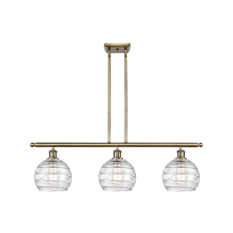 Innovations Lighting Ballston Athens Deco Swirl 3 Light 36" Island Light - Antique Brass