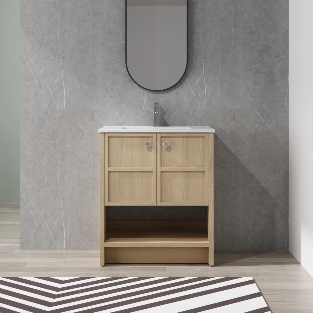 Beingnext 24"/30" Bathroom Vanity with Sink, Floating/Freestanding Bathroom Vanity with Soft Close Door