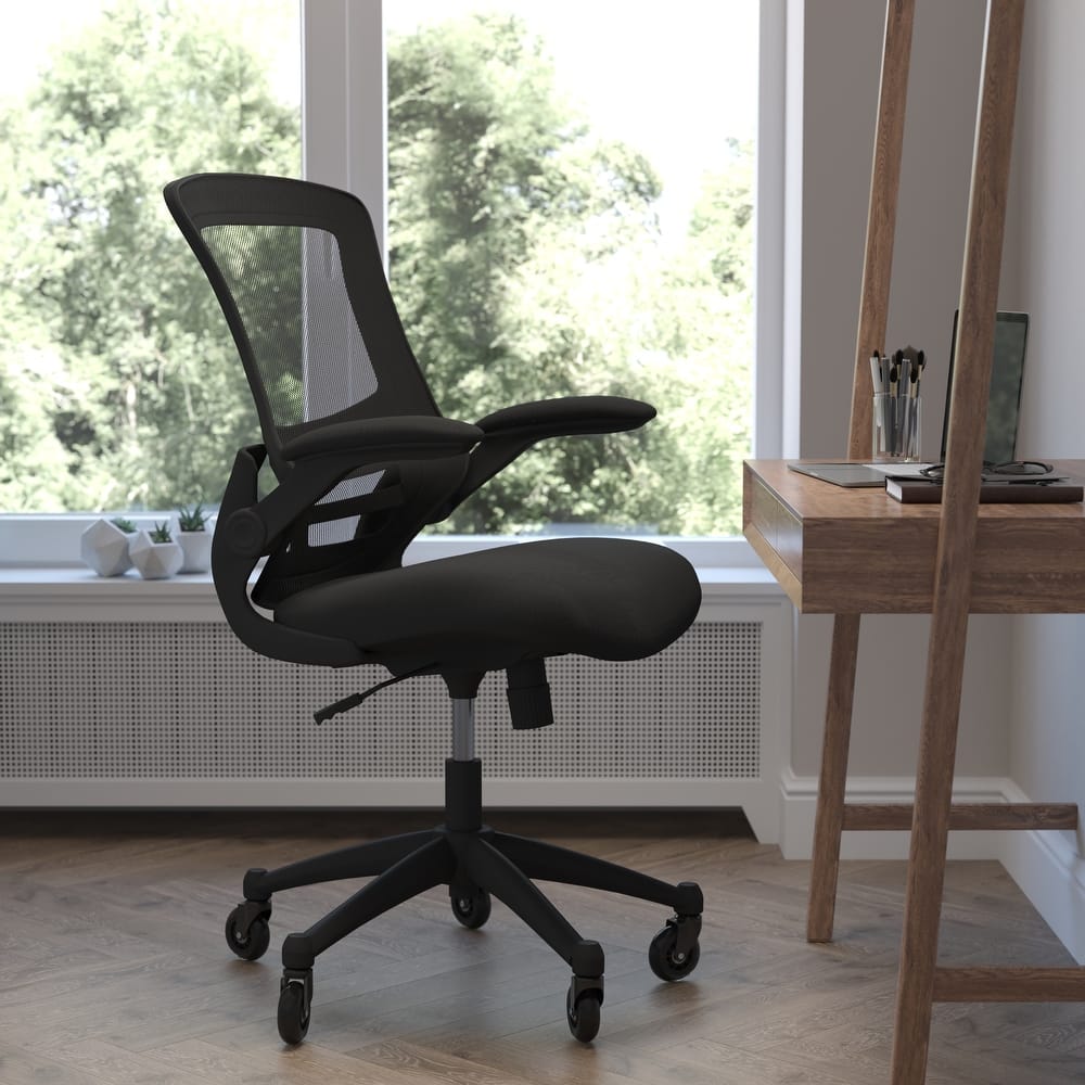 Ergonomic Swivel Task Chair with Roller Wheels & Flip Up Arms