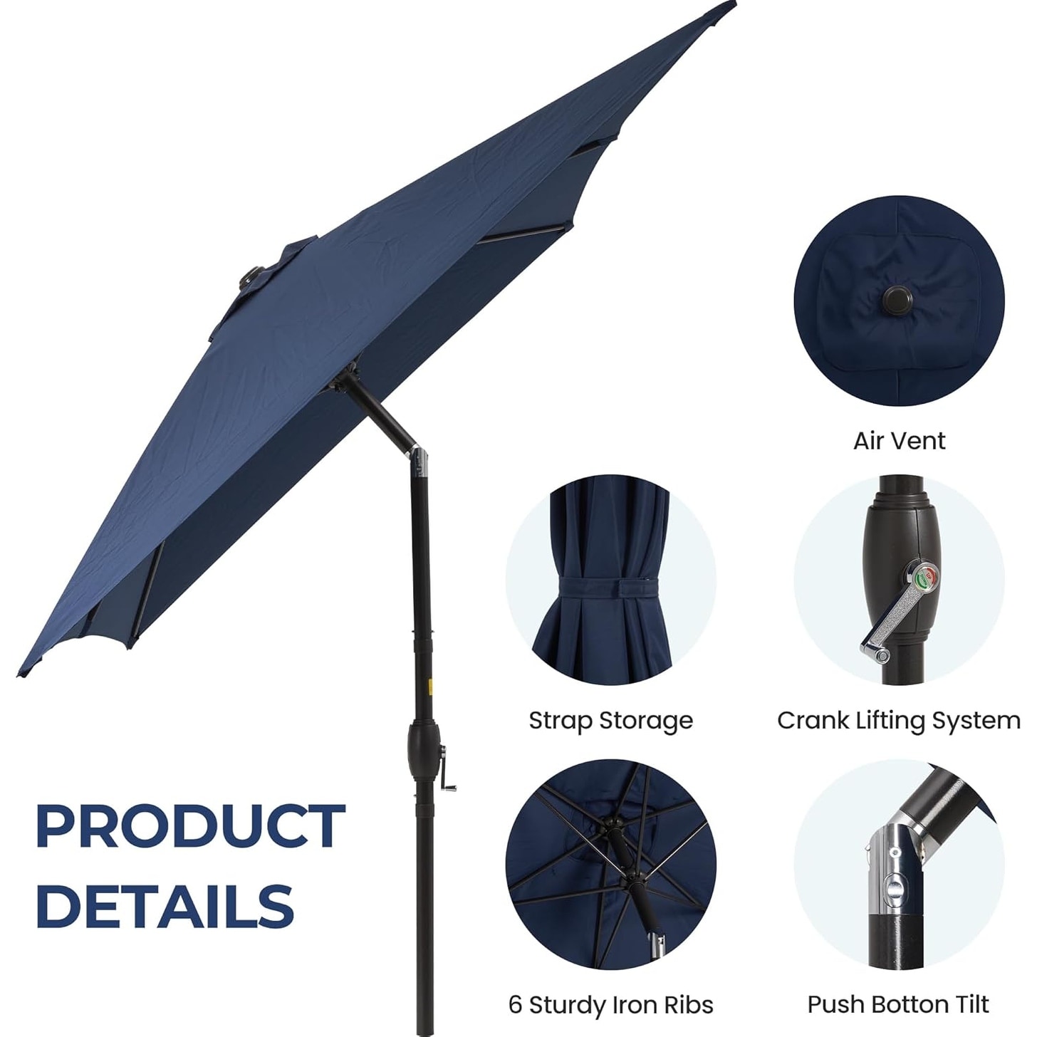 blue 7 patio umbrella Mondawe 7-ft Aluminum Blue Slide-tilt Market Patio Umbrella in the Patio  Umbrellas department at Lowes.com