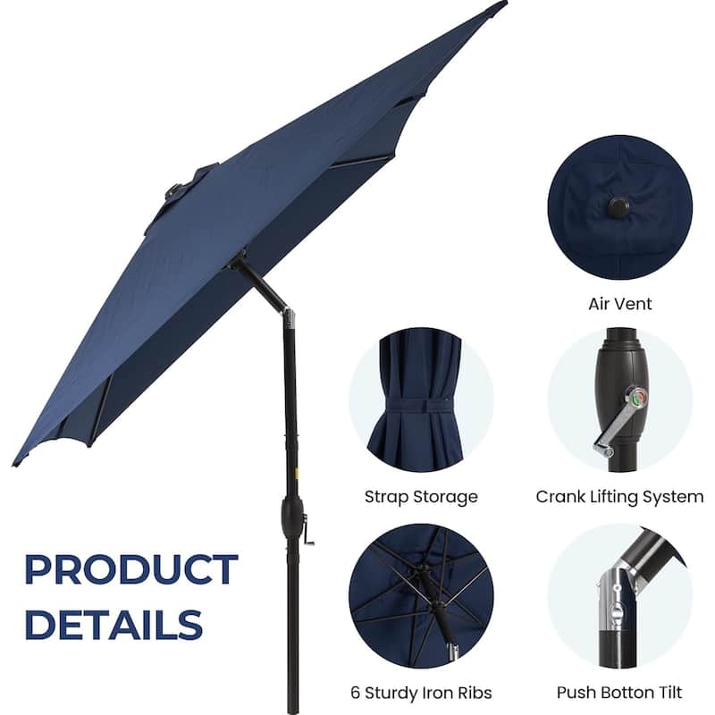 6.5 x 10 Ft Rectangular Patio Umbrella with Crank