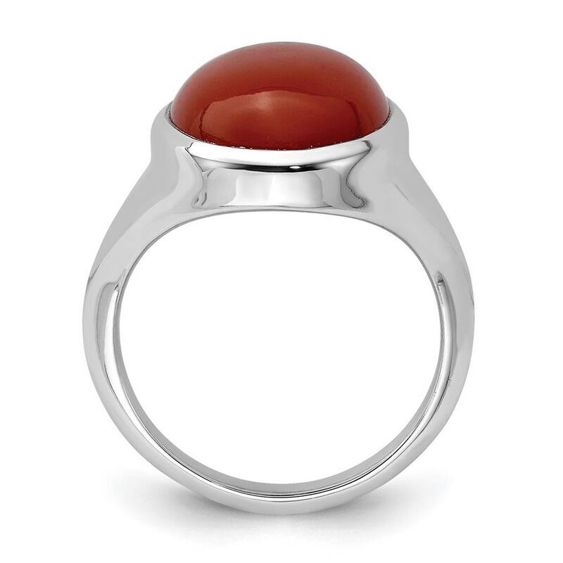 Curata 925 Sterling Silver Polished Open back Red Agate Ring