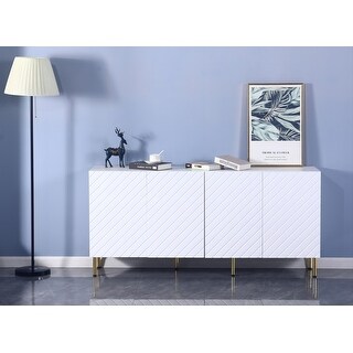 Wooden Credenza Sideboard Cupboard with Metal Legs - Bed Bath & Beyond ...