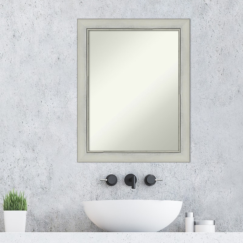 Non-Beveled Bathroom Wall Mirror - Flair Silver Patina Frame