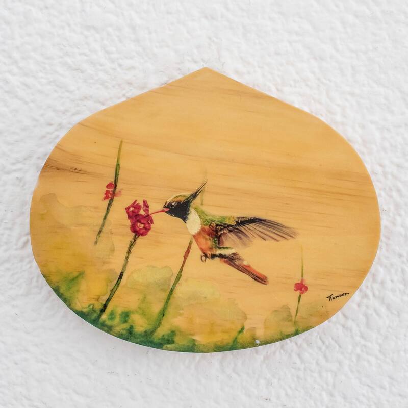 Novica Handmade Hungry Hummingbird Wood Plaque