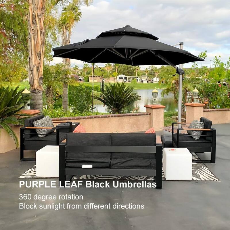 PURPLE LEAF 10 ft Double Top Round Windproof Offset Hanging Patio Umbrella