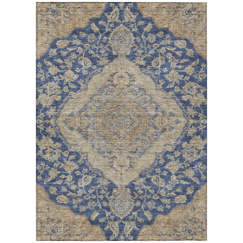 Machine Washable Indoor/ Outdoor Traditional Medallion Chantille Rug