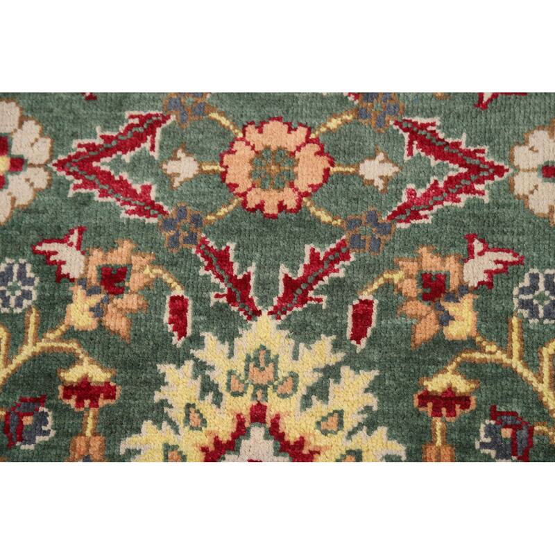 Green Floral Kazak Oriental Foyer Rug Hand-Knotted Wool Carpet - 2'0" x 3'0"