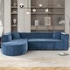 preview thumbnail 2 of 41, Roomfitters Modern Sectional Sofa with Curved Design, Luxurious Chenille Fabric, Two Throw Pillows, L-Shaped Modular Couch Blue