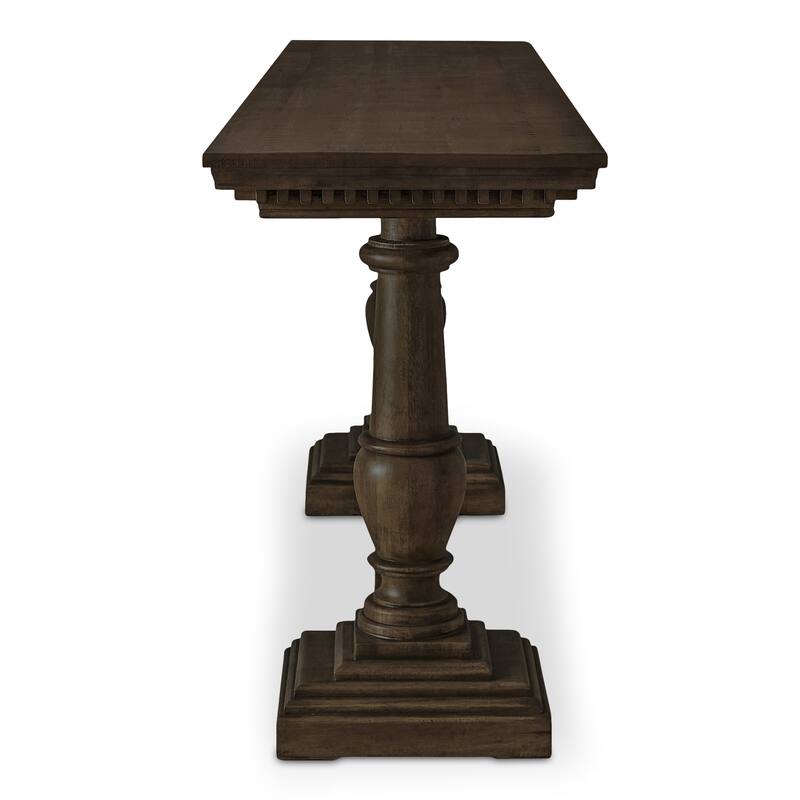 NADAAL STUDIOS Alrican Console Table, Molding Detail Edge in Mango Wood, Rectangular, Brown Finish