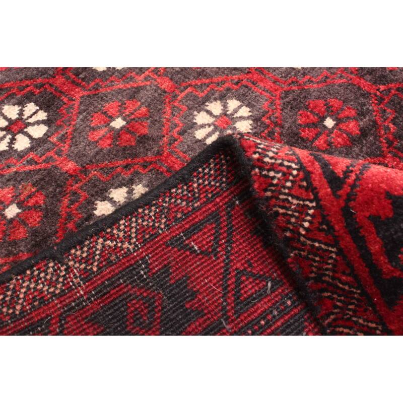 ECARPETGALLERY Hand-knotted Baluch Dark Brown Wool Rug - 2'8 x 5'5